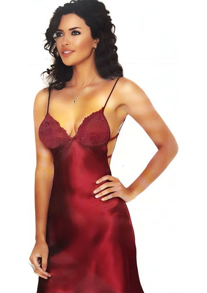 Dantelli Saten Gecelik 630 Bordo fiyatları