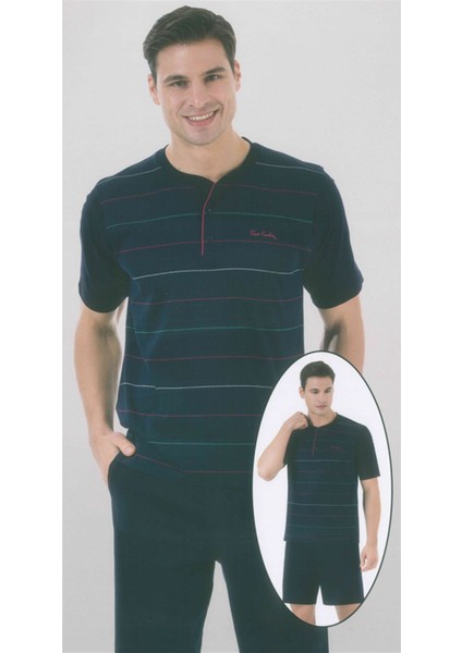 Kısa Kollu Üçlü Erkek Pijama Takım 5289 Lacivert