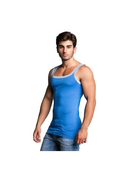 Cipo&Baxx CU104 Pamuklu Mavi Slim Fit Erkek Spor Atlet