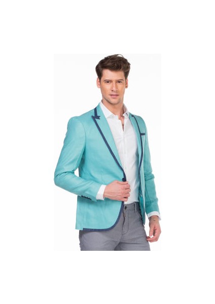 Cipo&Baxx CJ222 Mint Mavi Yazlık İnce Erkek Spor Blazer Ceket