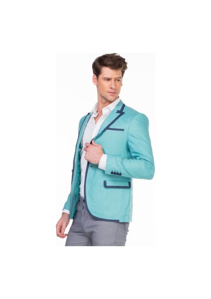 Cipo&Baxx CJ222 Mint Mavi Yazlık İnce Erkek Spor Blazer Ceket