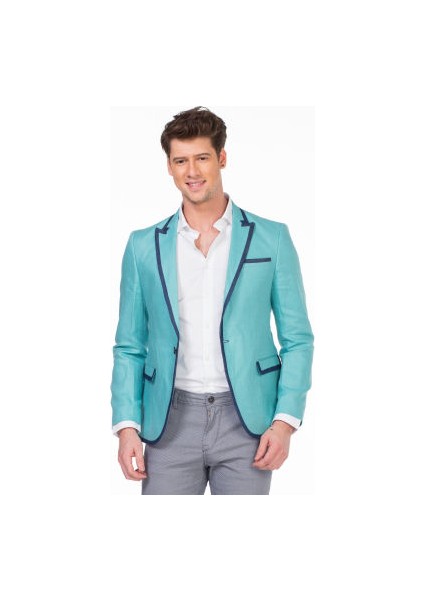 Cipo&Baxx CJ222 Mint Mavi Yazlık İnce Erkek Spor Blazer Ceket