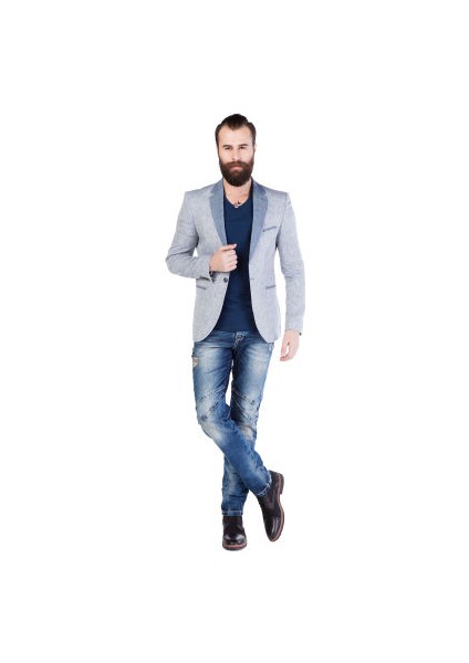 Cipo&Baxx CJ131 Sade Klasik Gri Mavi Erkek Ceket modelleri