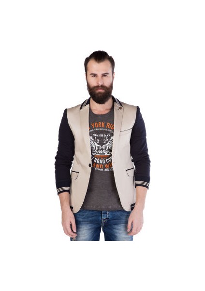 Cipo&Baxx CJ126 Kolları Penye Bej Erkek Spor Blazer Ceket modelleri