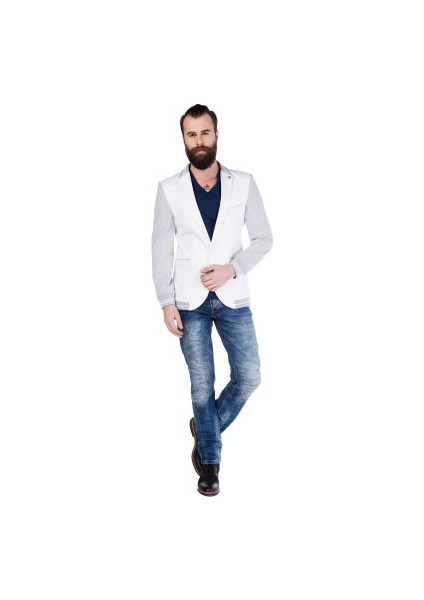 Cipo&Baxx CJ126 Kolları Penye Beyaz Erkek Blazer Spor Ceket fırsatları