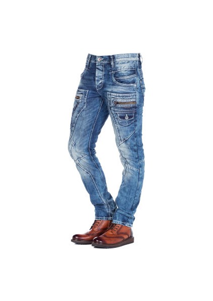 Cipo&Baxx C-1178 Parça Dikişli Cep Detaylı Mavi Erkek Kot Jeans
