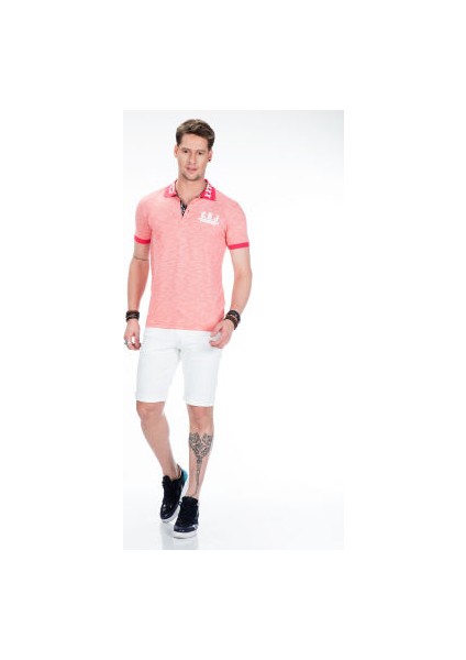 Cipo&Baxx CT416 Polo Yaka Nakışlı Slim Fit Pembe Erkek Tişört