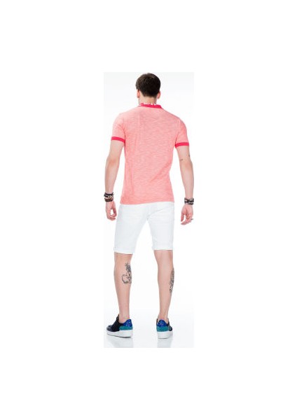 Cipo&Baxx CT416 Polo Yaka Nakışlı Slim Fit Pembe Erkek Tişört