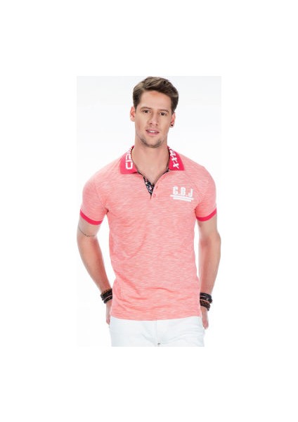 Cipo&Baxx CT416 Polo Yaka Nakışlı Slim Fit Pembe Erkek Tişört