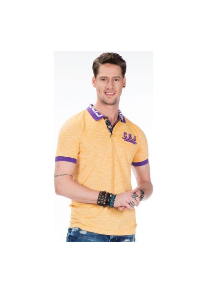 Cipo&Baxx CT416 Polo Yaka Nakışlı Slim Fit Sarı Erkek Tişört fiyatları