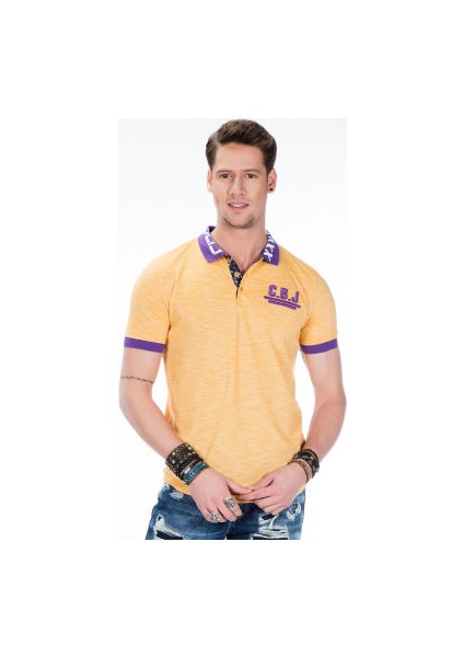 Cipo&Baxx CT416 Polo Yaka Nakışlı Slim Fit Sarı Erkek Tişört fırsatları