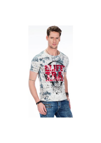 Cipo&Baxx CT410 Kurukafa Life Trap Baskılı Slim Fit Erkek Tişört fiyatları