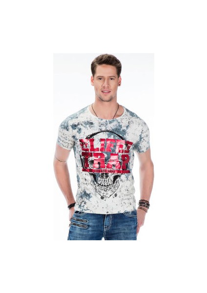 Cipo&Baxx CT410 Kurukafa Life Trap Baskılı Slim Fit Erkek Tişört modelleri