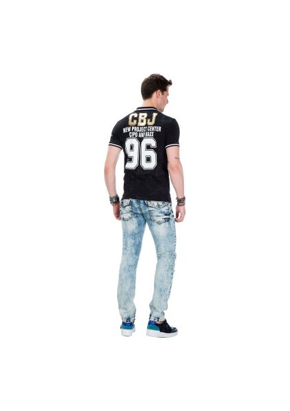 Cipo&Baxx CT381 West Coast Baskılı Polo Yaka Siyah Erkek Tişört fiyatları