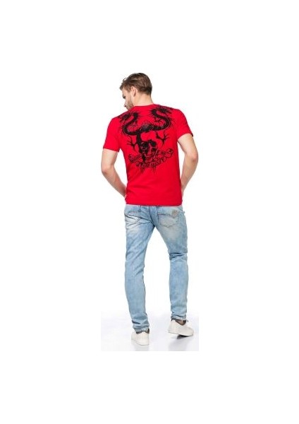 Cipo&Baxx CT376 Yakuza Ejderha Kırmızı Siyah Baskılı Slim Tişört fiyatları