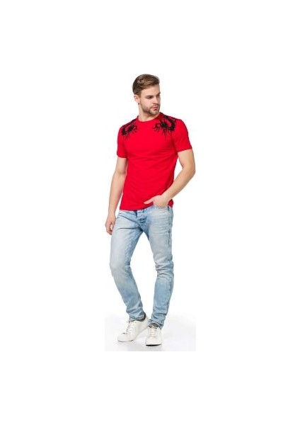 Cipo&Baxx CT376 Yakuza Ejderha Kırmızı Siyah Baskılı Slim Tişört modelleri