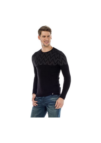 Cipo&Baxx CP170 Bisiklet Yaka Zikzak Desenli Slim Triko Kazak fiyatları