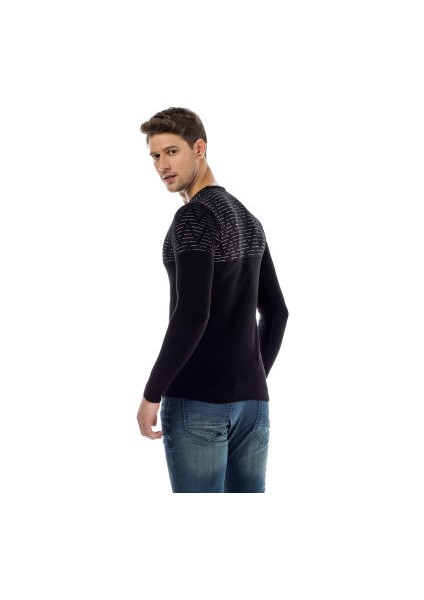 Cipo&Baxx CP170 Bisiklet Yaka Zikzak Desenli Slim Triko Kazak fırsatları