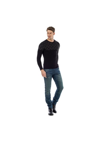 Cipo&Baxx CP170 Bisiklet Yaka Zikzak Desenli Slim Triko Kazak indirimleri