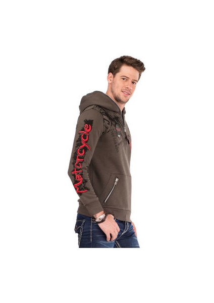 Cipo&Baxx CL334 Haç Kanat Baskılı Kışlık Yeşil Erkek Sweatshirt