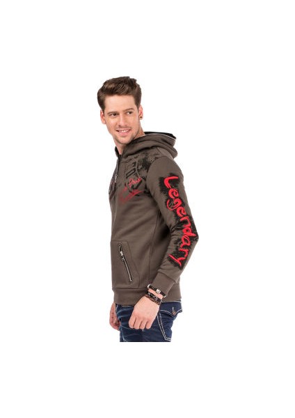 Cipo&Baxx CL334 Haç Kanat Baskılı Kışlık Yeşil Erkek Sweatshirt
