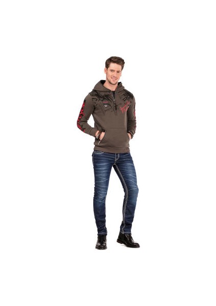 Cipo&Baxx CL334 Haç Kanat Baskılı Kışlık Yeşil Erkek Sweatshirt