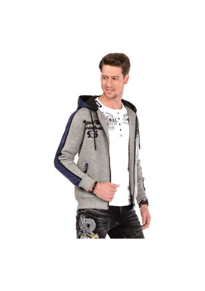 Cipo&Baxx CL312 Kapşonlu Kalın Kışlık Gri Erkek Sweatshirt