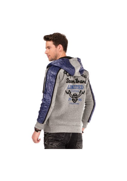 Cipo&Baxx CL312 Kapşonlu Kalın Kışlık Gri Erkek Sweatshirt