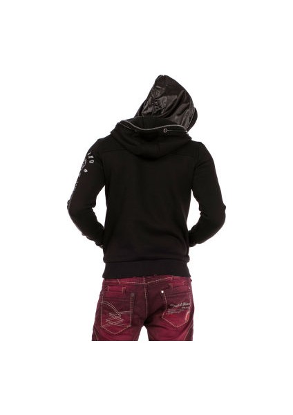 Cipo&Baxx CL303 Baskılı Kapşonlu Siyah Erkek Hodie Sweatshirt