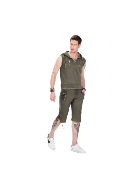 Cipo&Baxx CL298 Kapşonlu Cepli Yeşil Erkek Sweatshirt Spor Atlet indirimleri