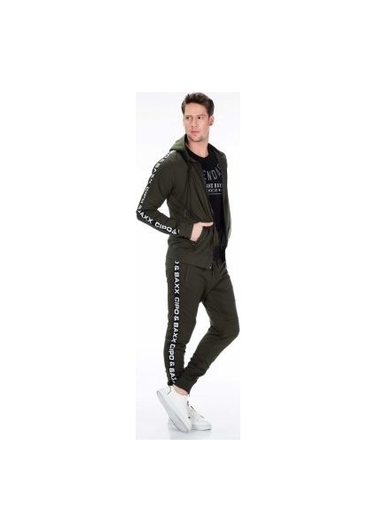 Cipo&Baxx CL292 Yeşil Kapşonlu Spor İçin Rahat Erkek Sweatshirt