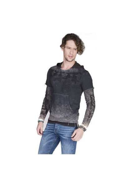 Cipo&Baxx CL279 Kapşonlu Cepli Yırtık Rally Erkek Sweatshirt