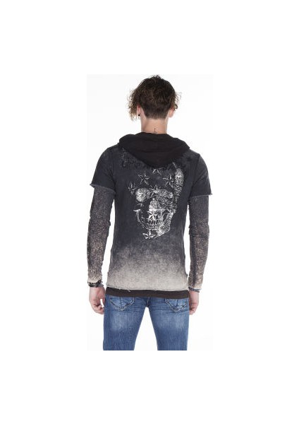 Cipo&Baxx CL279 Kapşonlu Cepli Yırtık Rally Erkek Sweatshirt
