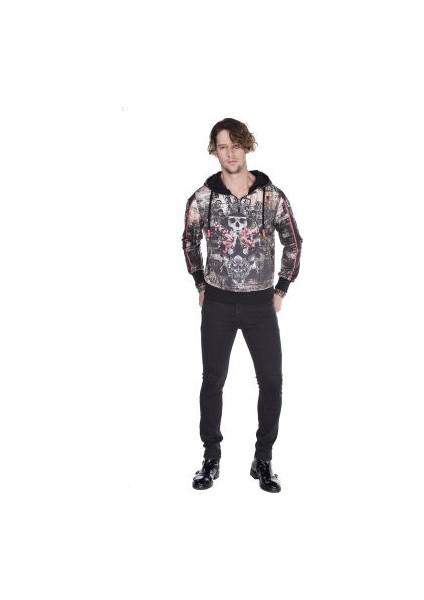 Cipo&Baxx CL272 Kurukafa Baskılı Cepli Erkek Siyah Sweatshirt