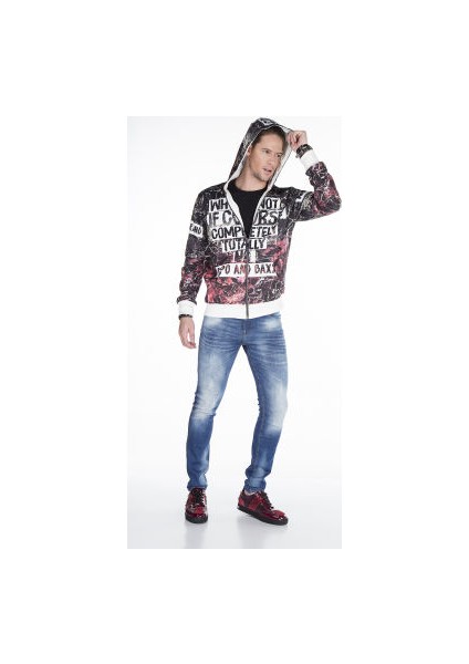 Cipo&Baxx CL270 Yazı Baskılı Siyah Gri Erkek Kapşonlu Sweatshirt modelleri
