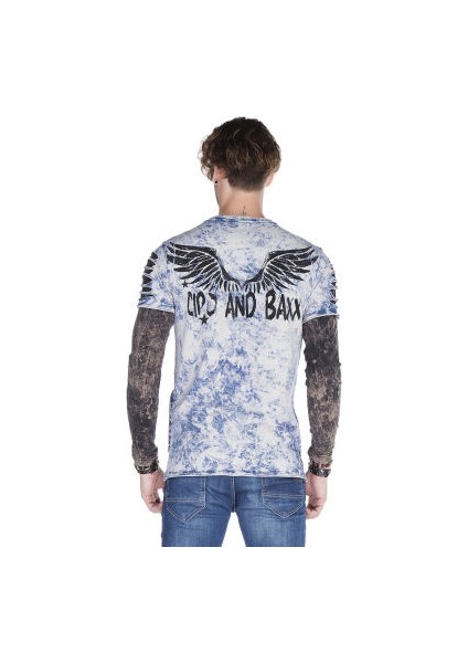 Cipo&Baxx CL265 İki Katlı Kollu Yıkamalı Mavi Erkek Sweatshirt