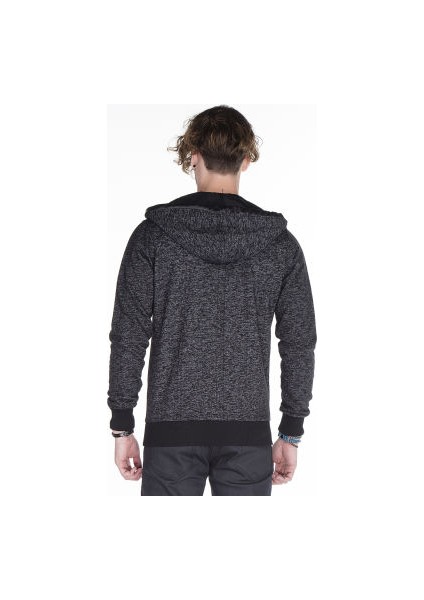 Cipo&Baxx CL251 Deri Parçalı Kapşonlu Siyah İnce Erkek Sweatshirt