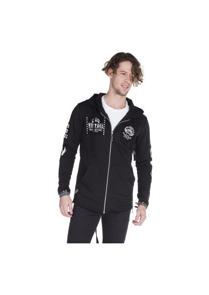 Cipo&Baxx CL240 Stay Cool Kapşonlu Uzun Siyah Erkek Sweatjacket