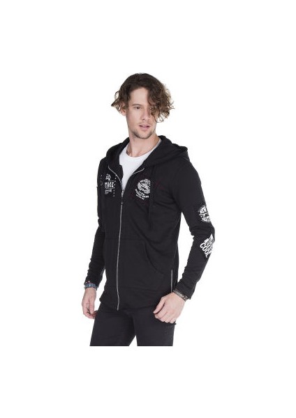 Cipo&Baxx CL240 Stay Cool Kapşonlu Uzun Siyah Erkek Sweatjacket