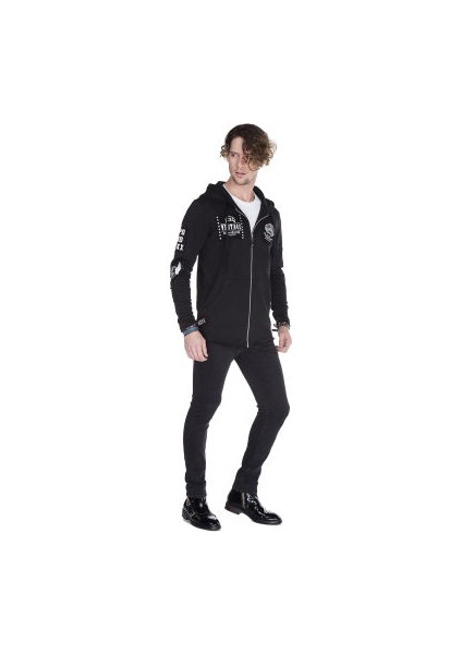 Cipo&Baxx CL240 Stay Cool Kapşonlu Uzun Siyah Erkek Sweatjacket