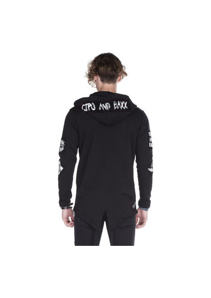 Cipo&Baxx CL240 Stay Cool Kapşonlu Uzun Siyah Erkek Sweatjacket