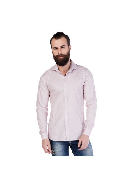 Cipo&Baxx CH119 Açık Pembe Slim Fit Spor Erkek Gömlek