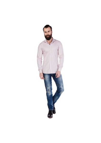 Cipo&Baxx CH119 Açık Pembe Slim Fit Spor Erkek Gömlek