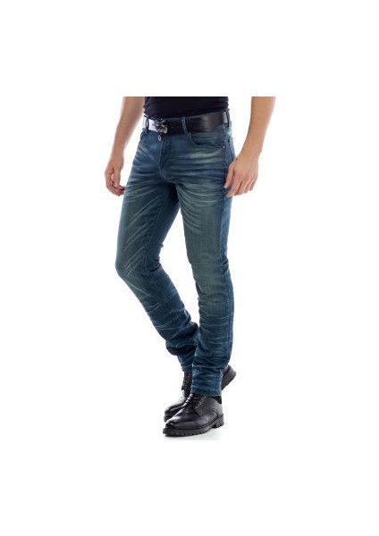 Cipo&Baxx CD492 Eski Slim Fit Dar Jean Yeşil Erkek Kot Pantolon