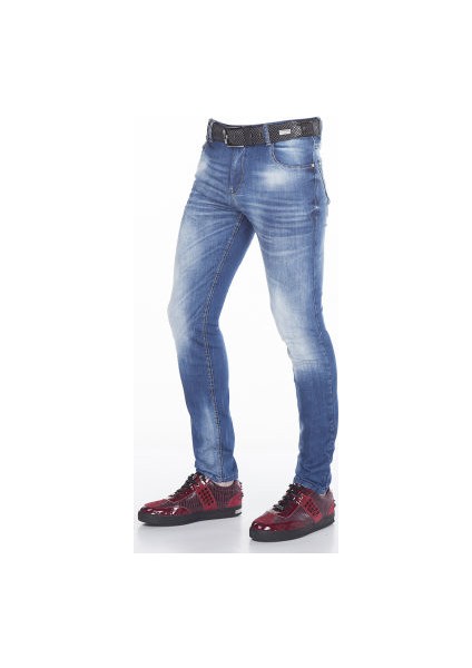 Cipo&Baxx CD319B Açık Mavi Slim Fit Dar Paçalı Erkek Kot Pantolon