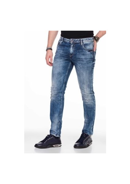 Cipo&Baxx CD319 Esktilmiş Mavi Slim Fit Erkek Jean Kot Pantolon