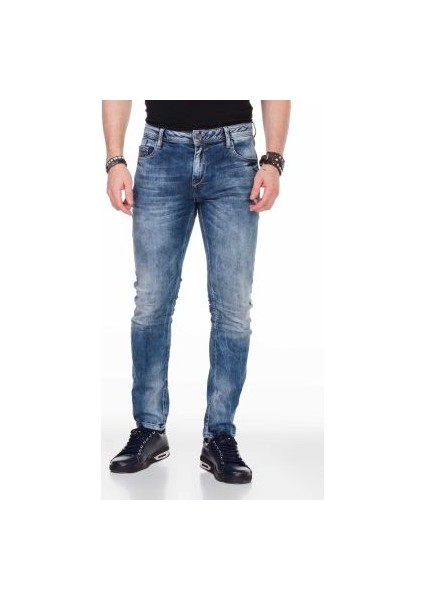 Cipo&Baxx CD319 Esktilmiş Mavi Slim Fit Erkek Jean Kot Pantolon