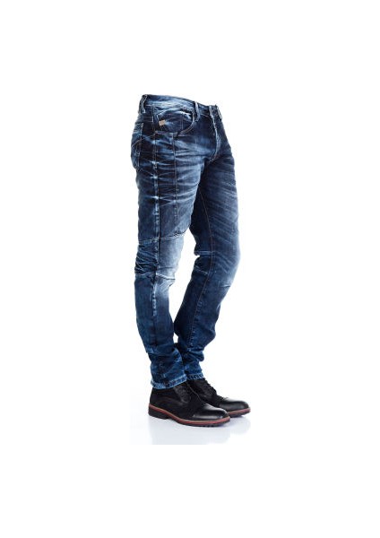 Cipo&Baxx CD286 Dekoratif Dikişli Yıkamalı Koyu Mavi Erkek Jeans