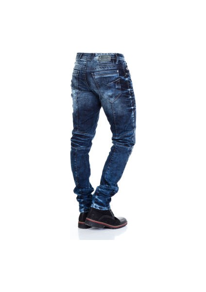 Cipo&Baxx CD286 Dekoratif Dikişli Yıkamalı Koyu Mavi Erkek Jeans