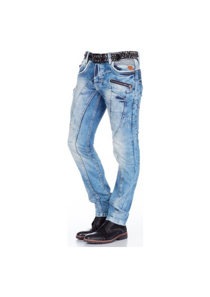 Cipo&Baxx C-1150 Parça Dikişli Mavi Rahat Erkek Kot Pantolon